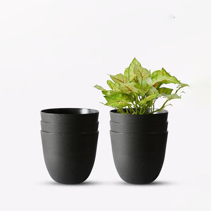 Modern Stackable Matte Black Round Pots Without Plant | 7 x 4 inches