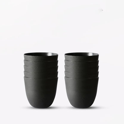 Modern Stackable Matte Black Round Pots Without Plant | 7 x 4 inches