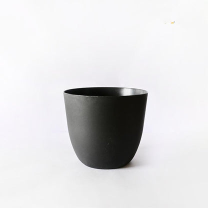 Modern Stackable Matte Black Round Pots Without Plant | 7 x 4 inches