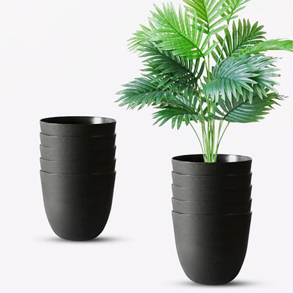 Modern Stackable Matte Black Round Pots Without Plant | 7 x 4 inches