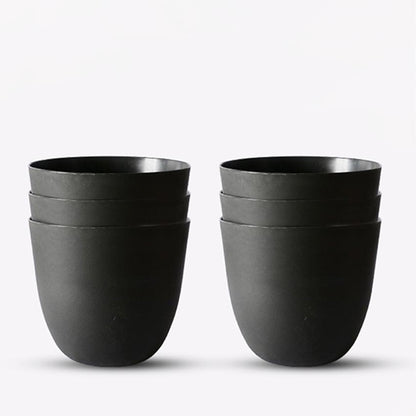 Modern Stackable Matte Black Round Pots Without Plant | 7 x 4 inches