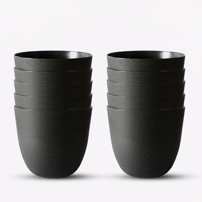 Modern Stackable Matte Black Round Pots Without Plant | 7 x 4 inches