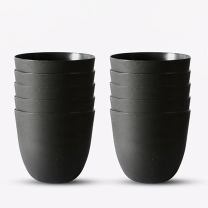 Modern Stackable Matte Black Round Pots Without Plant | 7 x 4 inches