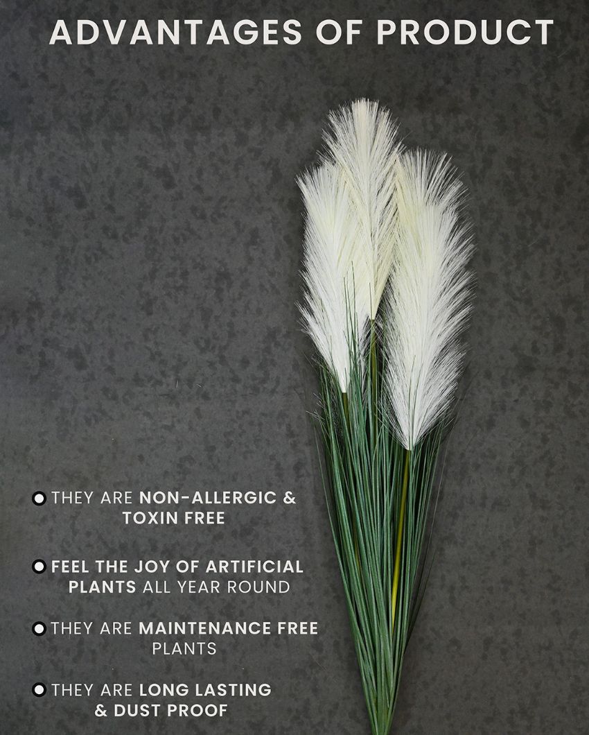 Pampas Grass Big Natural Looking Artificial Polyester Plant with Pot | 3 feet