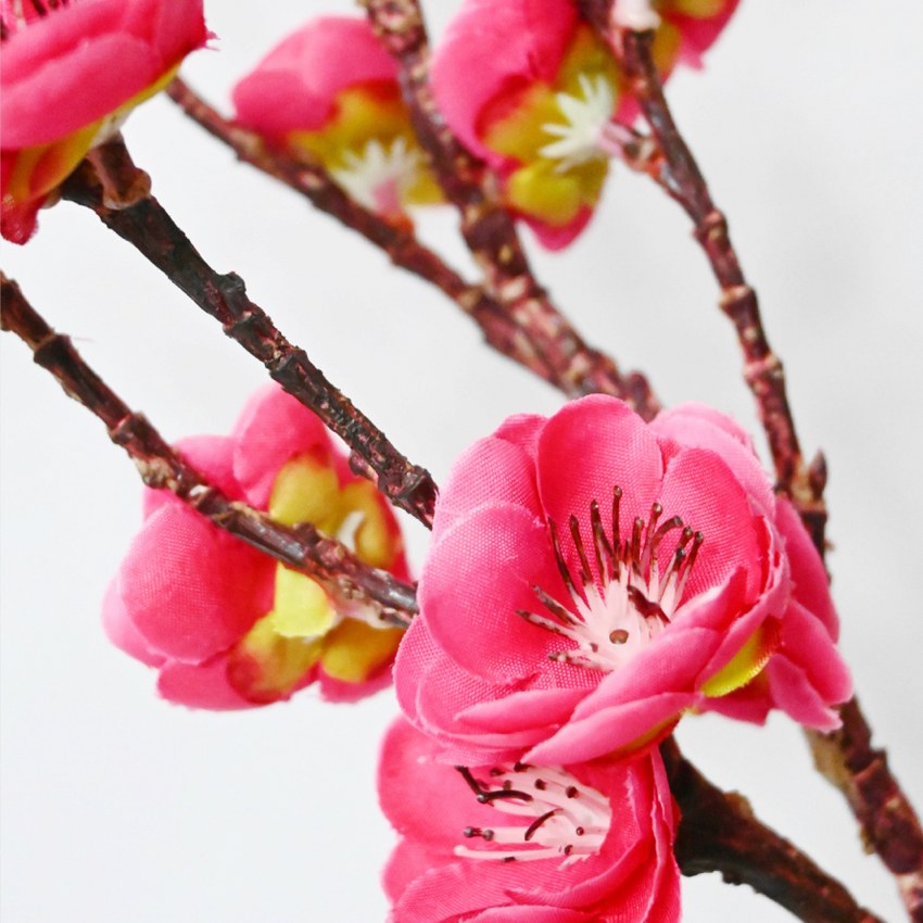 Realistic Artificial Plum Blossom Durable Flower Stick Stems Without Vase | 2 Feet