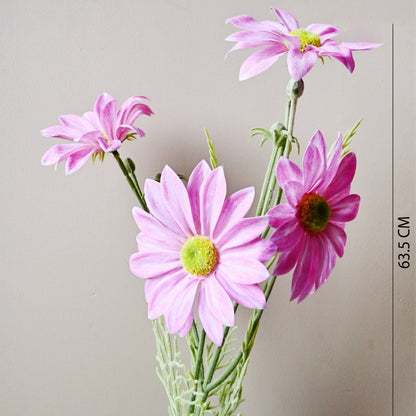 Lifelike Artificial Tall Ornamental Faux Gerbera Durable Flower Stick Stems Without Vase | 2 Feet