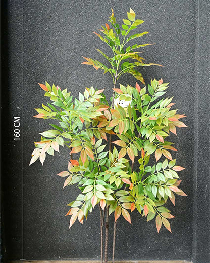 Autumn Artificial Minimalistic Sumac Fall Plant with Basic Pot | 5 Feet