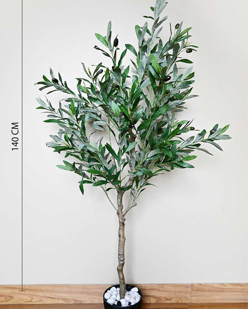 Mediterranean Artificial Olive Plant with Basic Pot | 5 Feet