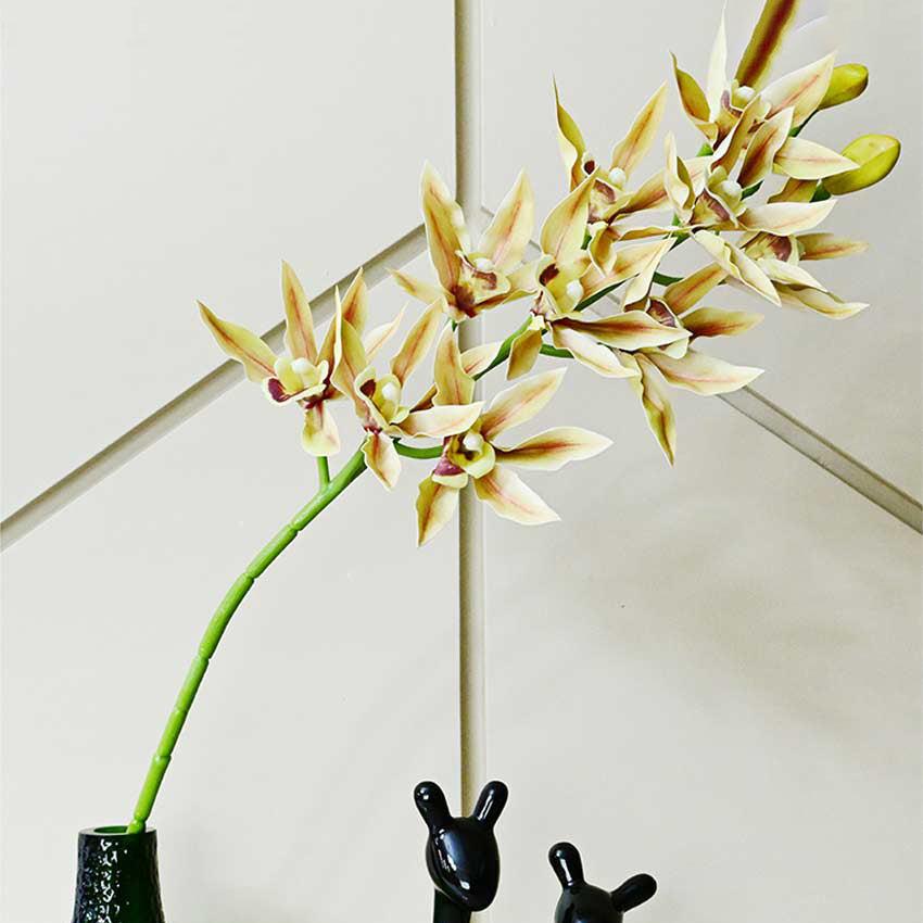 Vibrant Artificial Orchid Realistic Faux Stem Flower Plant Without Vase | 2 Feet