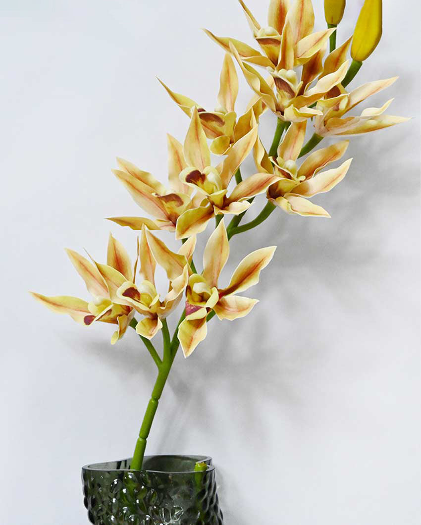 Vibrant Artificial Orchid Realistic Faux Stem Flower Plant Without Vase | 2 Feet