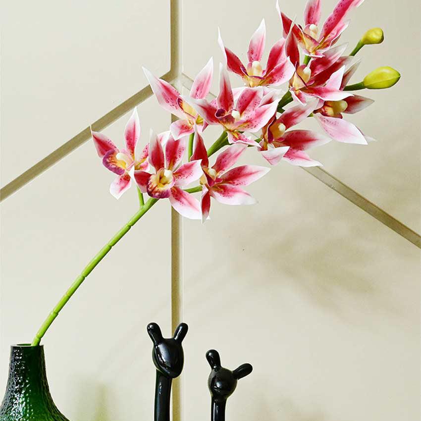 Vibrant Artificial Orchid Realistic Faux Stem Flower Plant Without Vase | 2 Feet