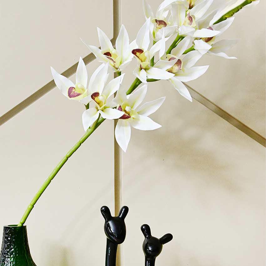 Vibrant Artificial Orchid Realistic Faux Stem Flower Plant Without Vase | 2 Feet