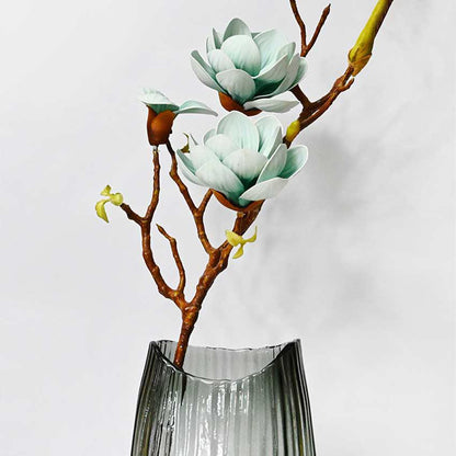 Minimalist Artificial Magnolia Ikebana Realistic Faux Stem Flower Plant Without Vase | 3 Feet