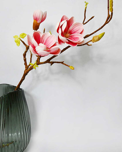 Minimalist Artificial Magnolia Ikebana Realistic Faux Stem Flower Plant Without Vase | 3 Feet