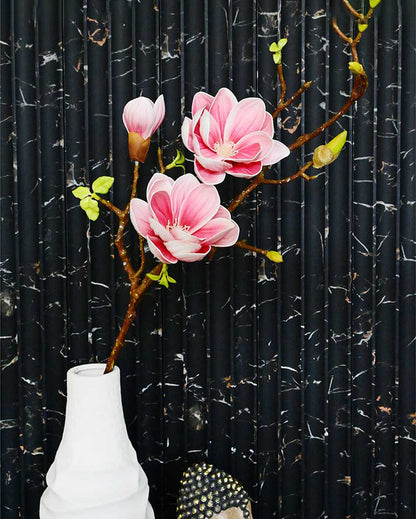 Minimalist Artificial Magnolia Ikebana Realistic Faux Stem Flower Plant Without Vase | 3 Feet