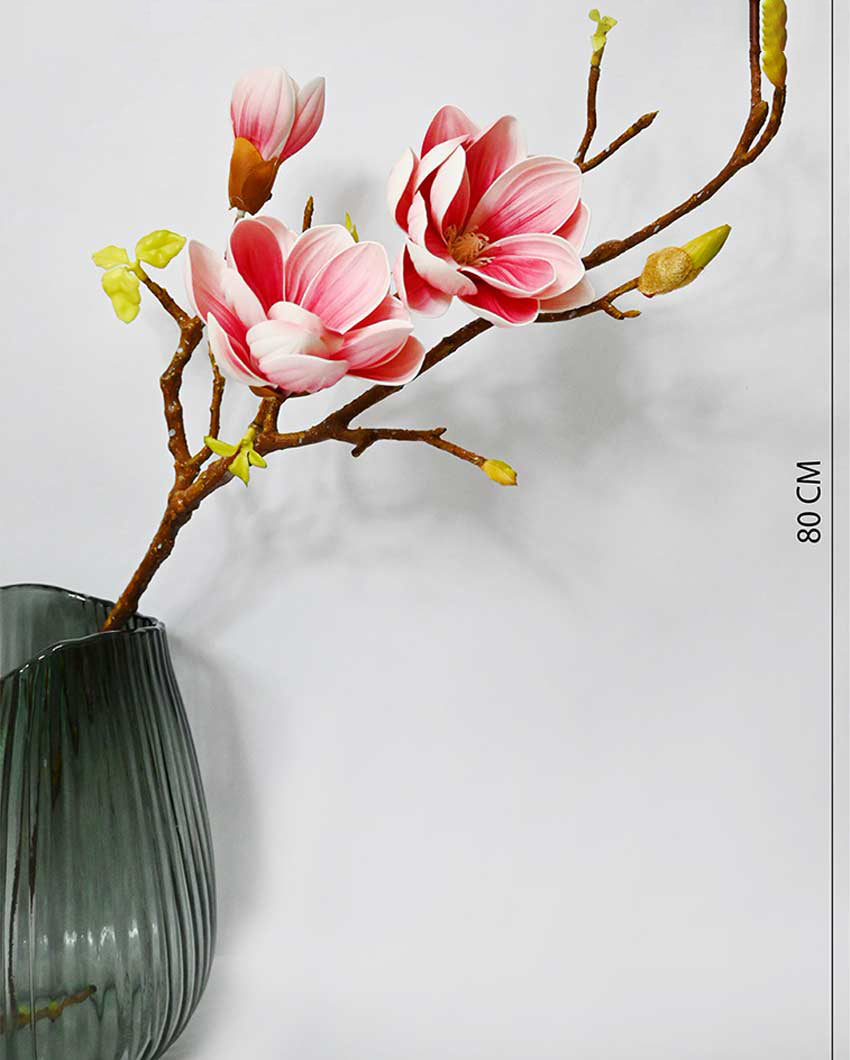 Minimalist Artificial Magnolia Ikebana Realistic Faux Stem Flower Plant Without Vase | 3 Feet