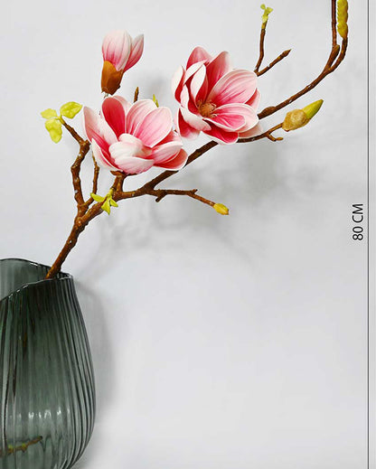 Minimalist Artificial Magnolia Ikebana Realistic Faux Stem Flower Plant Without Vase | 3 Feet