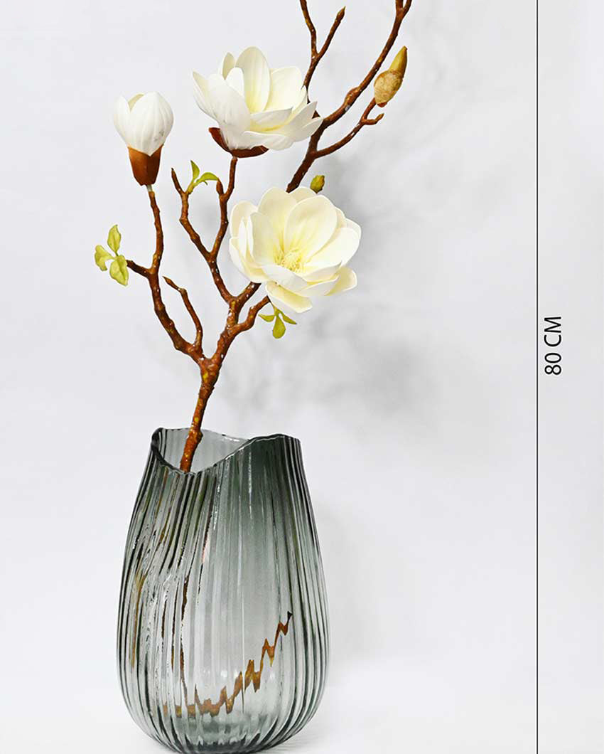 Minimalist Artificial Magnolia Ikebana Realistic Faux Stem Flower Plant Without Vase | 3 Feet