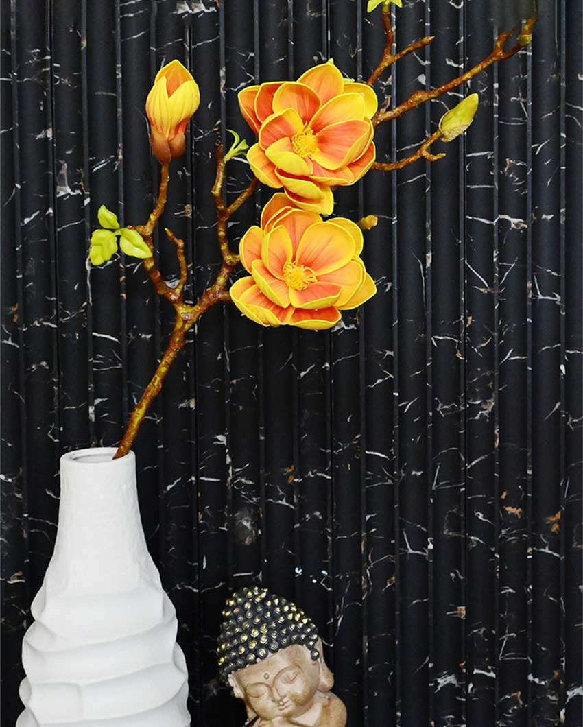 Minimalist Artificial Magnolia Ikebana Realistic Faux Stem Flower Plant Without Vase | 3 Feet