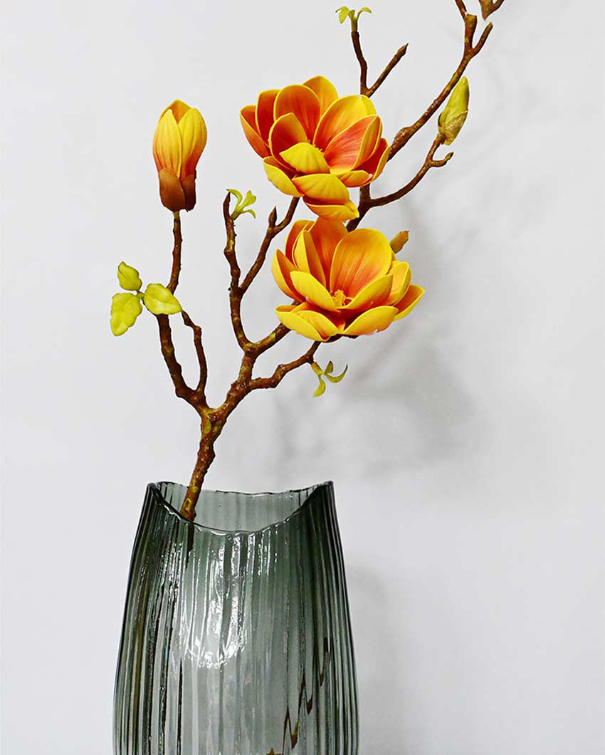 Minimalist Artificial Magnolia Ikebana Realistic Faux Stem Flower Plant Without Vase | 3 Feet