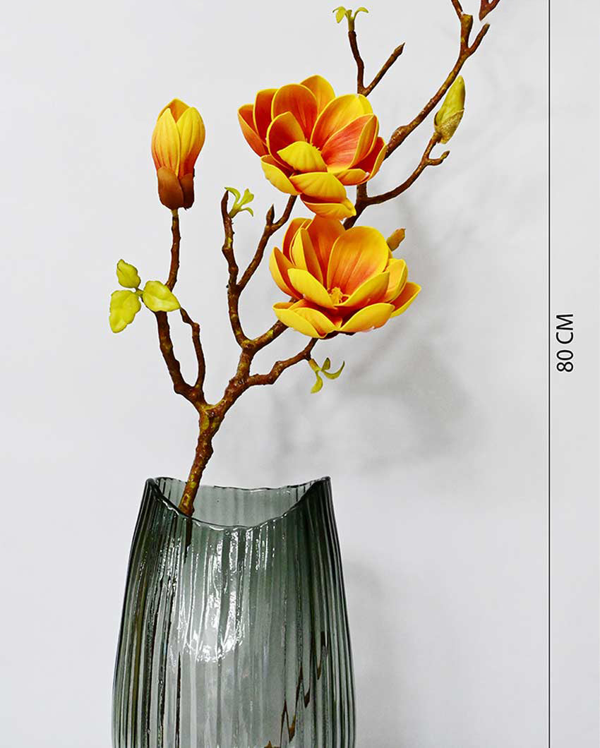 Minimalist Artificial Magnolia Ikebana Realistic Faux Stem Flower Plant Without Vase | 3 Feet