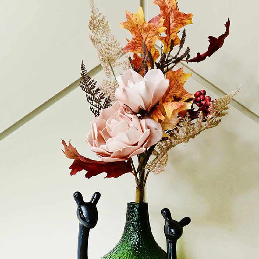 Delicate Artificial Bunch And Lifelike Faux with Leaves Flower Plant Without Vase | 2 Feet