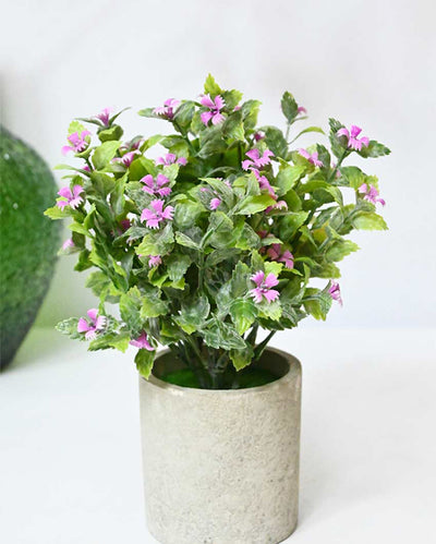 Blooming Artificial Flower Plant with Basic Pot | 9 inches