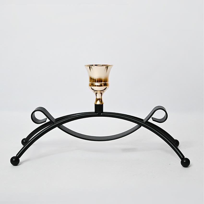 Elegant Arched Metal Black Candle Holder Without Candle | 4 x 3 x 8 inches