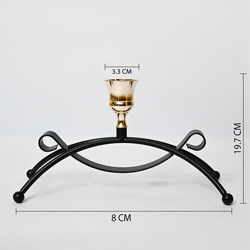 Elegant Arched Metal Black Candle Holder Without Candle | 4 x 3 x 8 inches