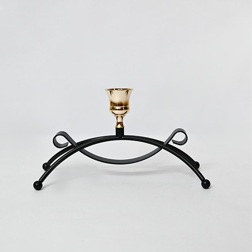 Elegant Arched Metal Black Candle Holder Without Candle | 4 x 3 x 8 inches