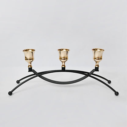 Triple Arched Metal Candle Holder Without Candles | 4 x 3 x 11 inches