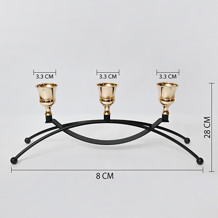 Triple Arched Metal Candle Holder Without Candles | 4 x 3 x 11 inches