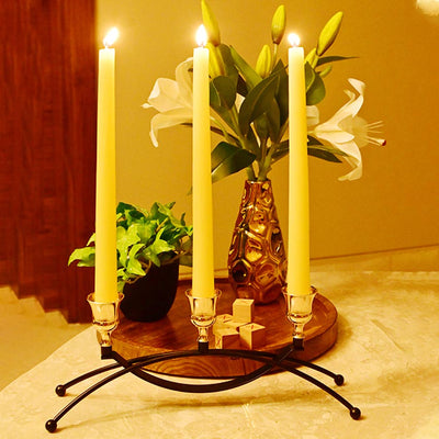 Triple Arched Metal Candle Holder Without Candles | 4 x 3 x 11 inches