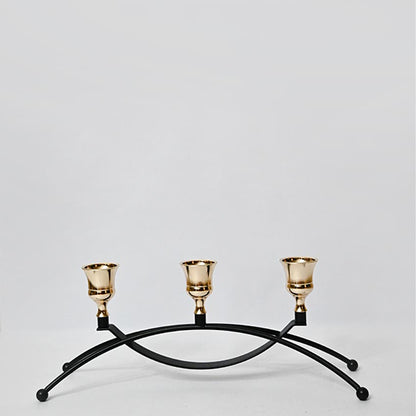Triple Arched Metal Candle Holder Without Candles | 4 x 3 x 11 inches