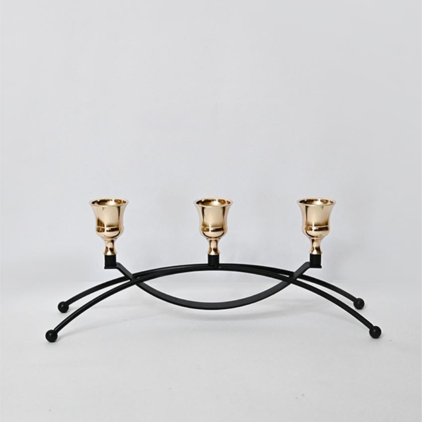 Triple Arched Metal Candle Holder Without Candles | 4 x 3 x 11 inches