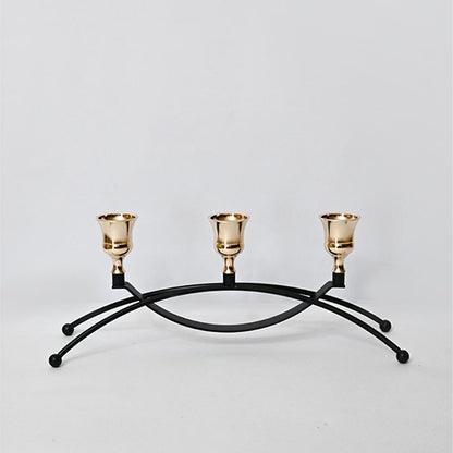 Triple Arched Metal Candle Holder Without Candles | 4 x 3 x 11 inches