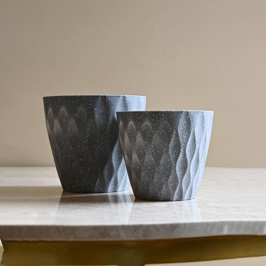 Modern Abstract Dark Grey Textured Planter Small Pot Without Plant | 5 x 5 inches