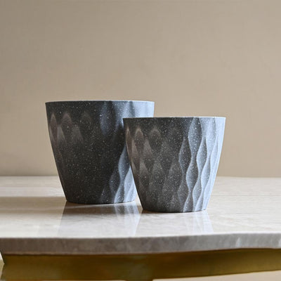 Modern Abstract Dark Grey Textured Planter Small Pot Without Plant | 5 x 5 inches