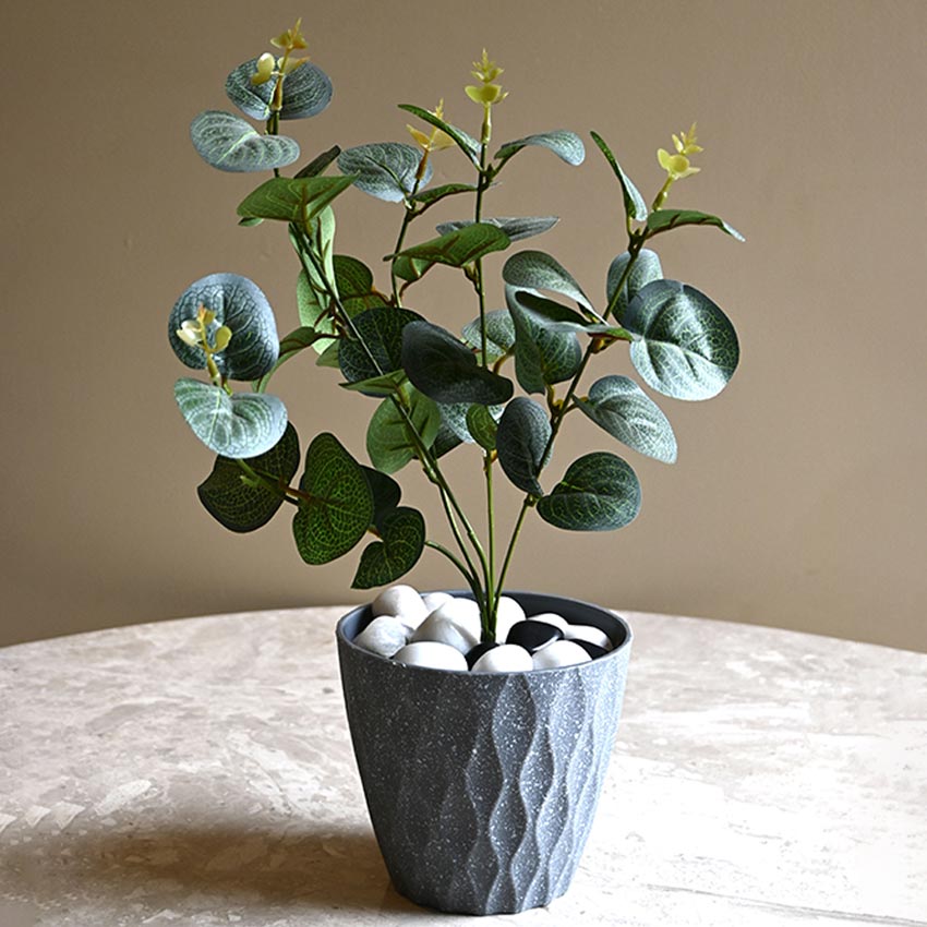 Modern Abstract Dark Grey Textured Planter Small Pot Without Plant | 5 x 5 inches