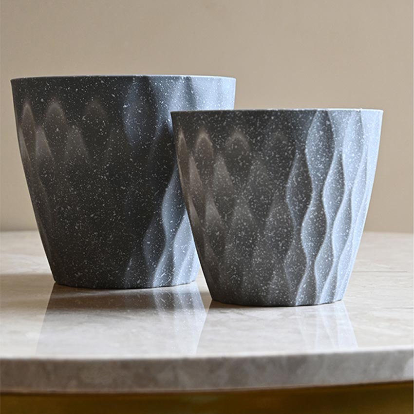 Modern Abstract Dark Grey Textured Planter Small Pot Without Plant | 5 x 5 inches
