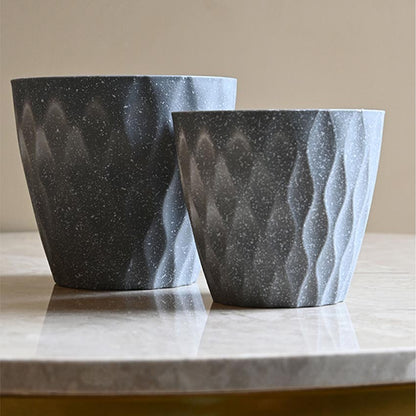 Modern Abstract Dark Grey Textured Planter Small Pot Without Plant | 5 x 5 inches