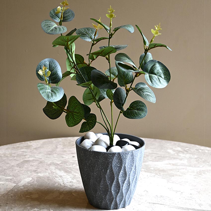 Modern Abstract Dark Grey Textured Planter Small Pot Without Plant | 5 x 5 inches