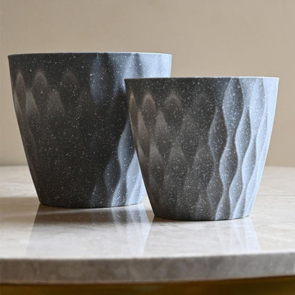 Modern Abstract Dark Grey Textured Planter Small Pot Without Plant | 5 x 5 inches