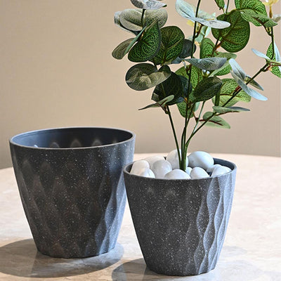 Modern Abstract Dark Grey Textured Planter Small Pot Without Plant | 6 x 5 inches