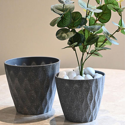Modern Abstract Dark Grey Textured Planter Small Pot Without Plant | 6 x 5 inches
