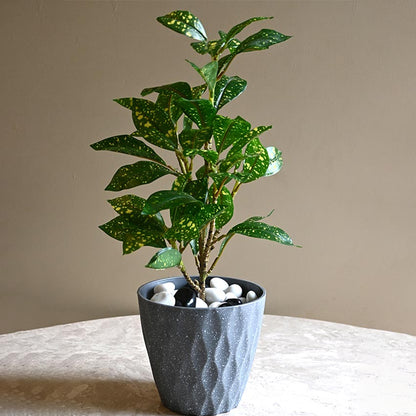 Modern Abstract Dark Grey Textured Planter Small Pot Without Plant | 6 x 5 inches
