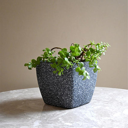 Majestic Dark Grey Textured Planter Square Small Pot | 5 x 4 inches