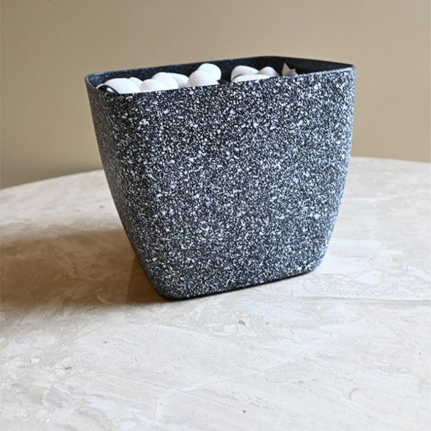 Majestic Dark Grey Textured Planter Square Small Pot | 5 x 4 inches