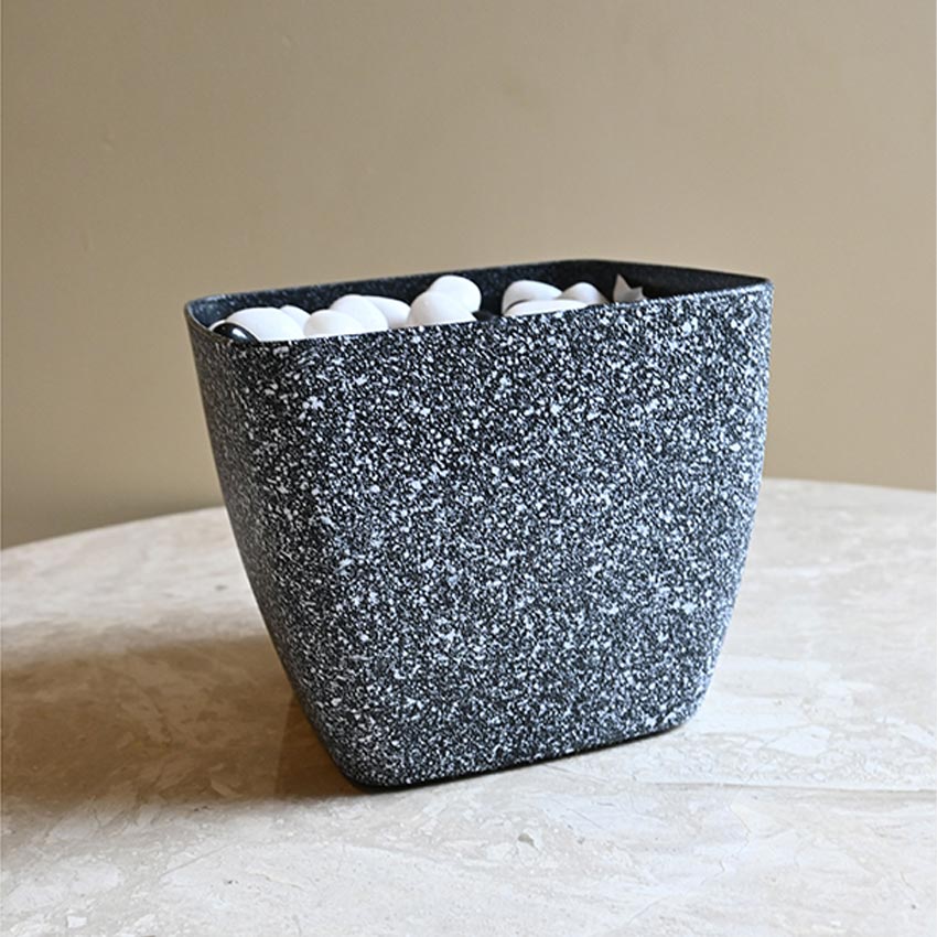 Majestic Dark Grey Textured Planter Square Large Pot Without Plant | 7 x 6 inches