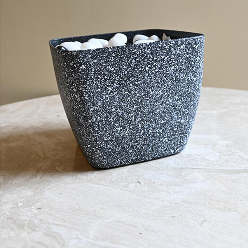 Majestic Dark Grey Textured Planter Square Large Pot Without Plant | 7 x 6 inches